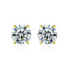 Moissanite S925 Sterling Silver Goldplated Geometric Fourclaw Earrings