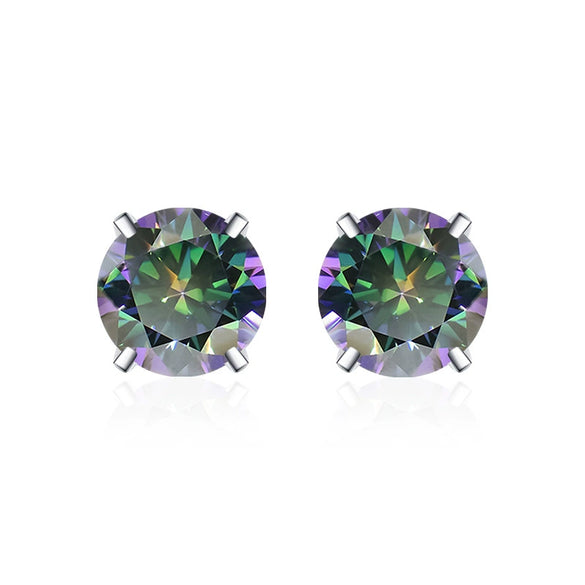 Moissanite S925 Sterling Silver Goldplated Geometric Fourclaw Earrings