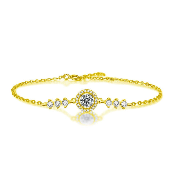 Moissanite Silver Bracelet For Women Simple Geometric Micropaved Style