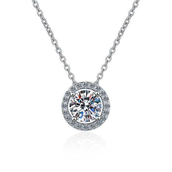 Moissanite 925 Silver Necklace With Plated Pt950 Classic Seiko Round Bag Pendant And Simple Clavicle Chain Geometric Style