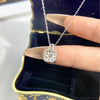 Moissanite Square Diamond Pendant Jewelry With Clavicle Chain In S925 Silver And Pt950 Platinum Electroplated For Women Geometric Style