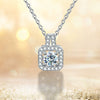 Moissanite Square Diamond Pendant Jewelry With Clavicle Chain In S925 Silver And Pt950 Platinum Electroplated For Women Geometric Style