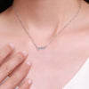 Moissanite 925 Sterling Silver Geometric Style Threestone Pendant Necklace Set With Diamonds