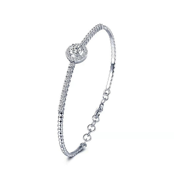 Moissanite 925 Sterling Silver Light Luxury Geometric Bracelet Set With Diamonds