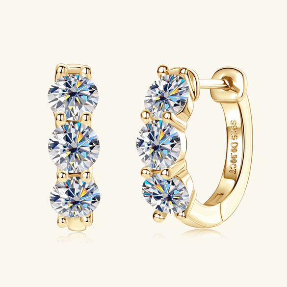 Moissanite Sterling Silver 925 Silver Ear Clip Jewelry Electroplating Geometric Style Women's Earrings