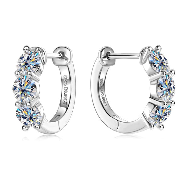 Moissanite Sterling Silver 925 Silver Ear Clip Jewelry Electroplating Geometric Style Women's Earrings