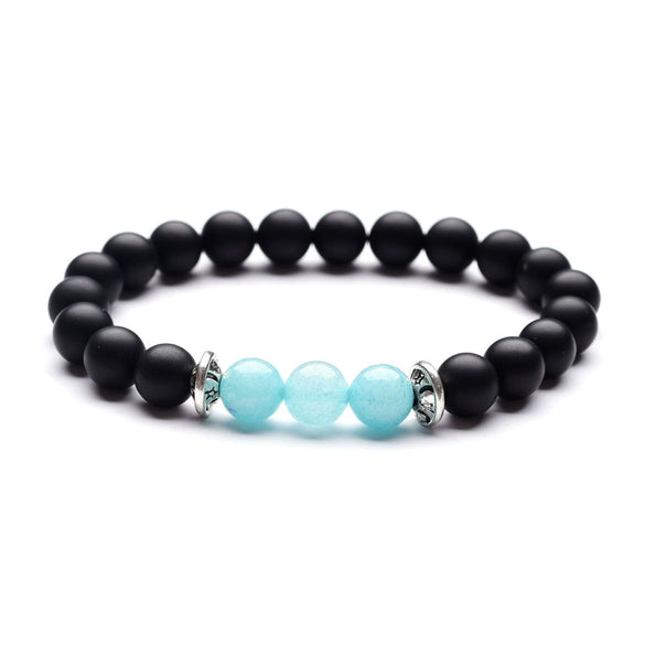Moon And Star Couple Bracelet With Black Onyx White Pine Stone And Green Aventurine Geometric Beaded Friendship Bracelet