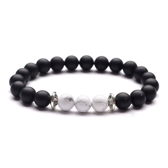 Moon And Star Couple Bracelet With Black Onyx White Pine Stone And Green Aventurine Geometric Beaded Friendship Bracelet