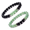 Moon And Star Couple Bracelet With Black Onyx White Pine Stone And Green Aventurine Geometric Beaded Friendship Bracelet