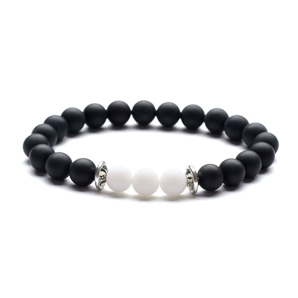 Moon And Star Couple Bracelet With Black Onyx White Pine Stone And Green Aventurine Geometric Beaded Friendship Bracelet