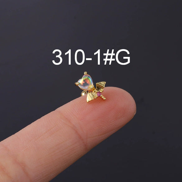 Moonstone Ear Nail Metal Geometric Style Electroplating Jewelry