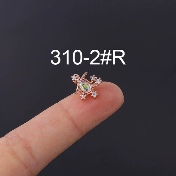 Moonstone Ear Nail Metal Geometric Style Electroplating Jewelry