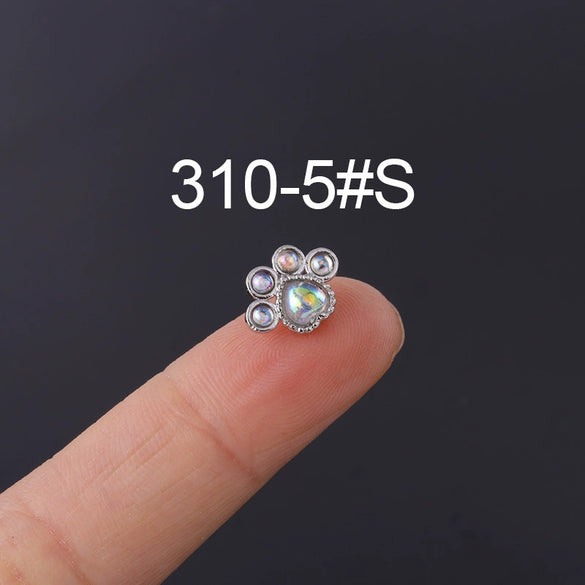 Moonstone Ear Nail Metal Geometric Style Electroplating Jewelry