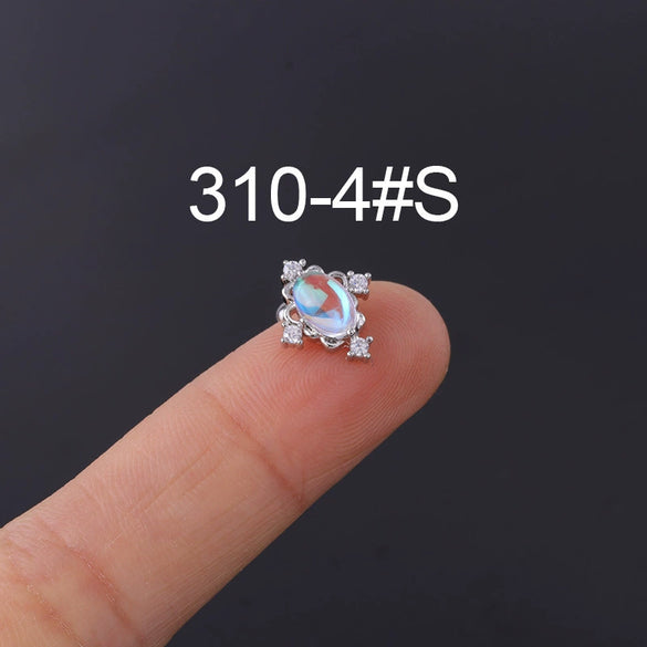 Moonstone Ear Nail Metal Geometric Style Electroplating Jewelry