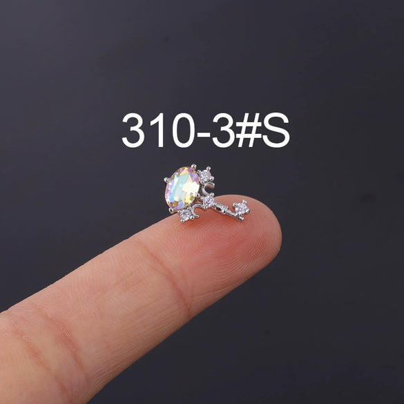 Moonstone Ear Nail Metal Geometric Style Electroplating Jewelry