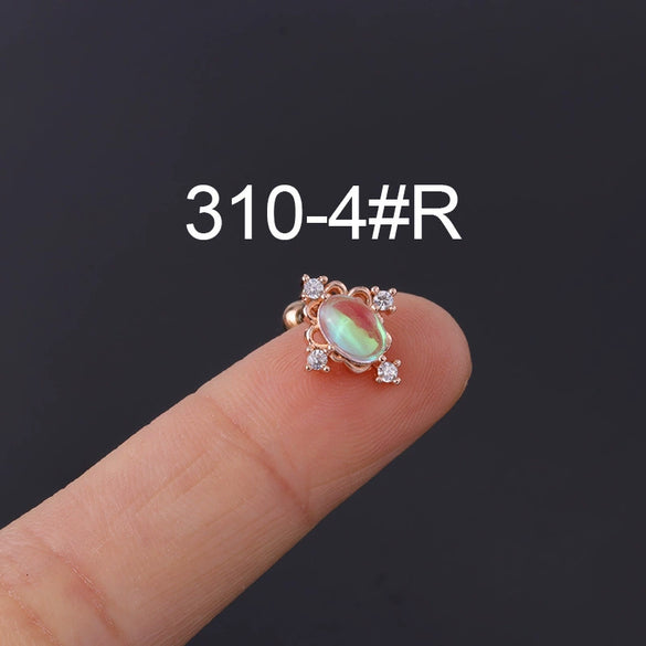 Moonstone Ear Nail Metal Geometric Style Electroplating Jewelry