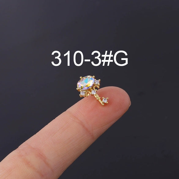Moonstone Ear Nail Metal Geometric Style Electroplating Jewelry