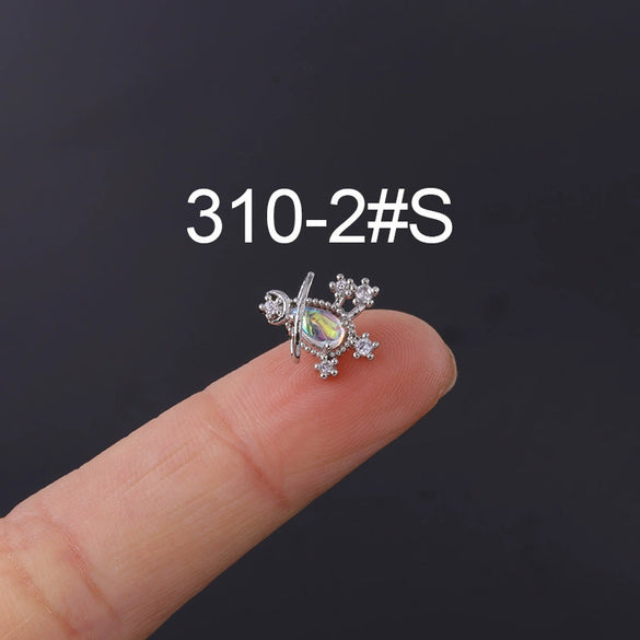 Moonstone Ear Nail Metal Geometric Style Electroplating Jewelry