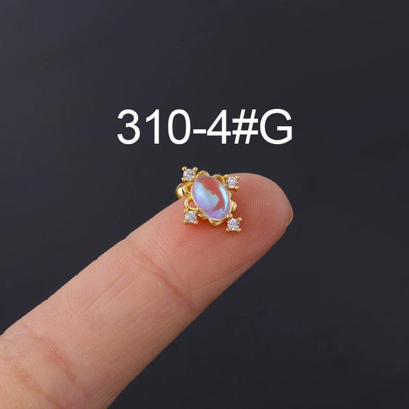 Moonstone Ear Nail Metal Geometric Style Electroplating Jewelry