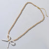 Mother Pearl Shellfish Copper Elegant Korean Style Beaded Geometric Bow Knot Pendant Necklace