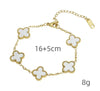 Mother Shell Titanium Steel 18K Gold Plated Elegant Lady Plating Four Leaf Clover Bracelets Necklace