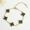 Mother Shell Titanium Steel 18K Gold Plated Elegant Lady Plating Four Leaf Clover Bracelets Necklace