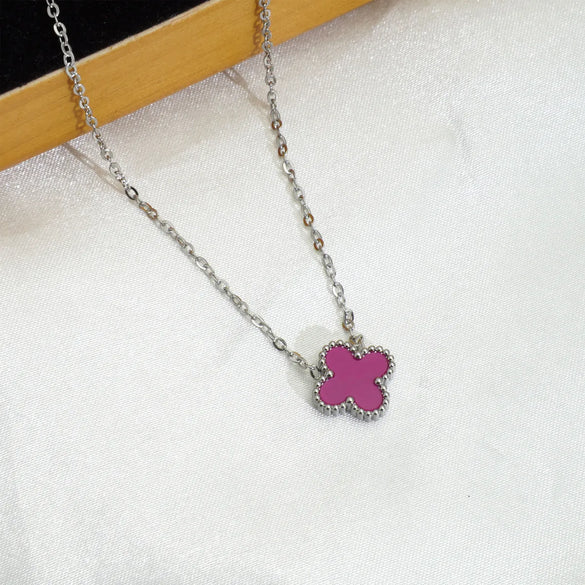 Mother Shell Titanium Steel 18K Gold Plated Elegant Lady Plating Four Leaf Clover Bracelets Necklace