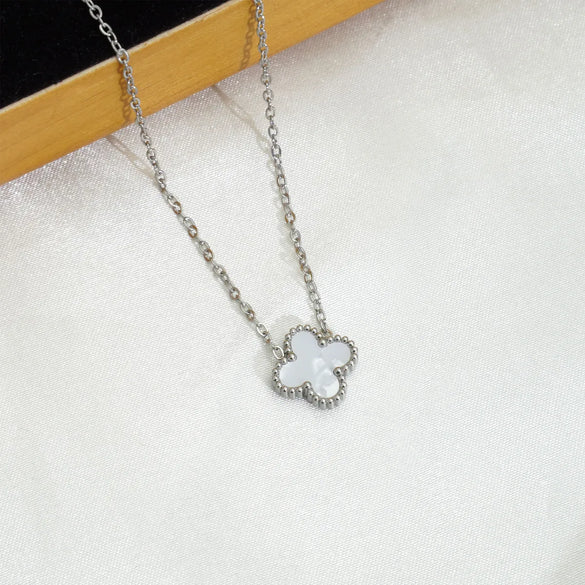 Mother Shell Titanium Steel 18K Gold Plated Elegant Lady Plating Four Leaf Clover Bracelets Necklace