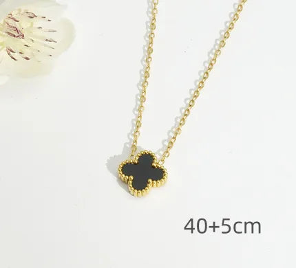 Mother Shell Titanium Steel 18K Gold Plated Elegant Lady Plating Four Leaf Clover Bracelets Necklace