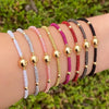 Multi Color Hand Woven Beaded Metal Bracelet For Women With 18K Copper Gold Plated Beads