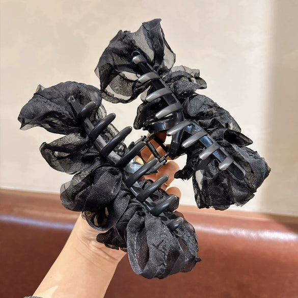 Multi Layer Bow Handmade Mesh Grab Clip Headwear For Girls