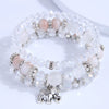 Multi Layer Bracelet With Metal Elephant Pendant And Glass Beads Alloy Material