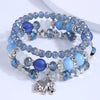 Multi Layer Bracelet With Metal Elephant Pendant And Glass Beads Alloy Material