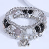 Multi Layer Bracelet With Metal Elephant Pendant And Glass Beads Alloy Material
