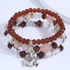 Multi Layer Bracelet With Metal Elephant Pendant And Glass Beads Alloy Material