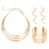 Multi Layer Collar Bracelet Earrings Jewelry Suit For Women Alloy Electroplated With O Word Chain