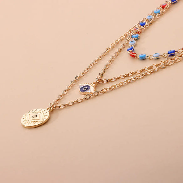 Multi-layer Devil's Eye Pendant Necklace