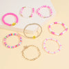 Multi Layer Elastic Line Soft Pottery And Pearl Handmade Women's Bracelet With Smiley Face And Star Pattern