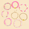 Multi Layer Elastic Line Soft Pottery And Pearl Handmade Women's Bracelet With Smiley Face And Star Pattern
