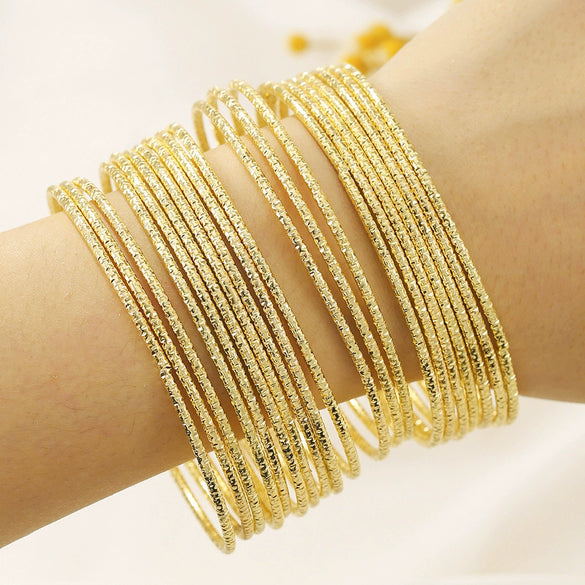 Multi Layer Stacked Geometric Metal Alloy Iron Electroplated Unisex Bracelet Set