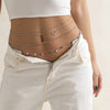 Multi-Layer Tassel Sequined Metal Waist Beach Rhinestone Alloy Body Chain