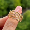 Multi Layer Winding Hollow Metal Geometric Twist Ring For Men And Women Copper Material