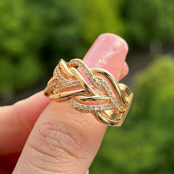 Multi Layer Winding Hollow Metal Geometric Twist Ring For Men And Women Copper Material