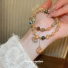 Multi Layered Winding Freshwater Imitation Pearl Beaded Bracelet Retro Geometric Style Handmade