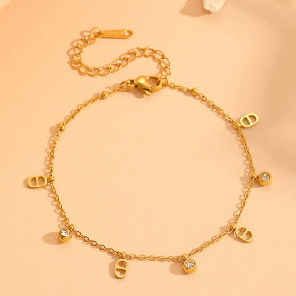 Multi Pendant Women's Necklace In Titanium Steel With Four Leaf Clover Love Star Moon Devil's Eye And Geometric Patterns