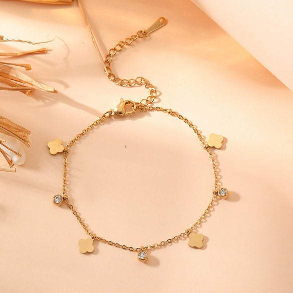 Multi Pendant Women's Necklace In Titanium Steel With Four Leaf Clover Love Star Moon Devil's Eye And Geometric Patterns