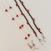 Multi Purpose Crystal Cherry Glass Beaded Pearl Mask Chain Anti Lost Hanging Chain In Fairy Style