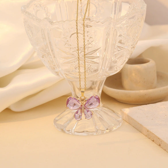 Multicolor Butterfly Pendant Fashion Stainless Steel Necklace