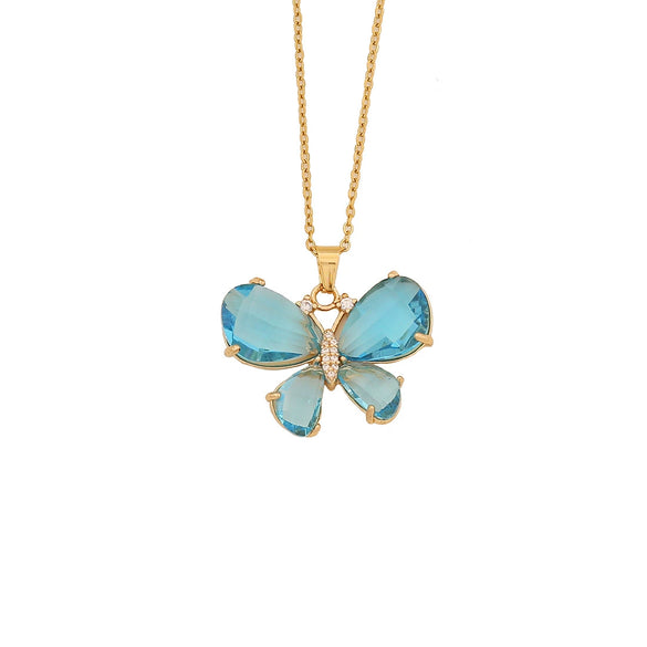 Multicolor Butterfly Pendant Fashion Stainless Steel Necklace