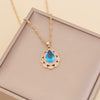 Multicolor Full Diamond Water Drop Women's Necklace With Water Wave Chain Made Of Glass Glaze And Artificial Crystal